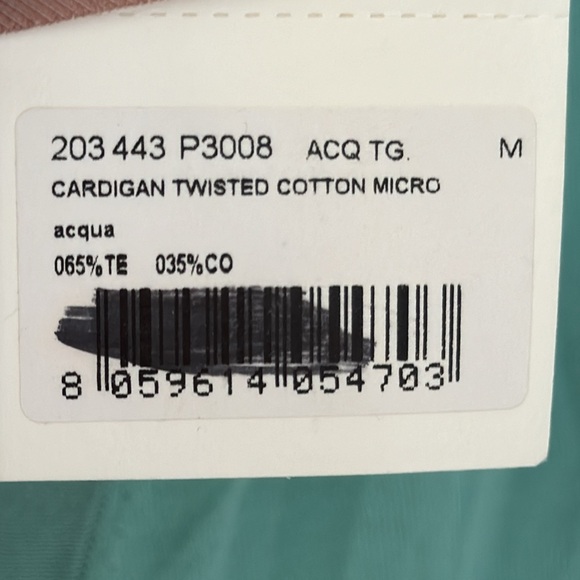NWT Alysi Twisted Cotton Micro Cardigan In Acquq Sweater Size M - Picture 5 of 7